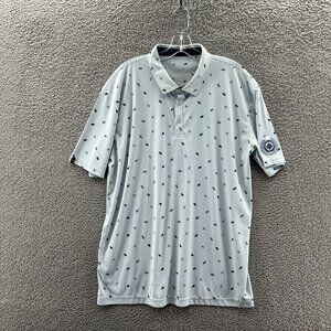 Swannies Golf Polo Mens XL Blue Animal Print Southside Country Club Short Sleeve